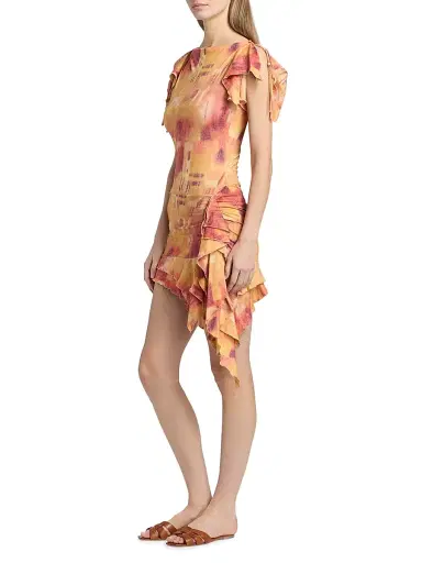 Isabel Marant Women's Janick Printed Asymmetric Minidress - Orange - Size 10 | Thumbnail 4 Isabel Marant Women's Janick Printed Asymmetric Minidress - Orange - Size 10 | Thumbnail 4