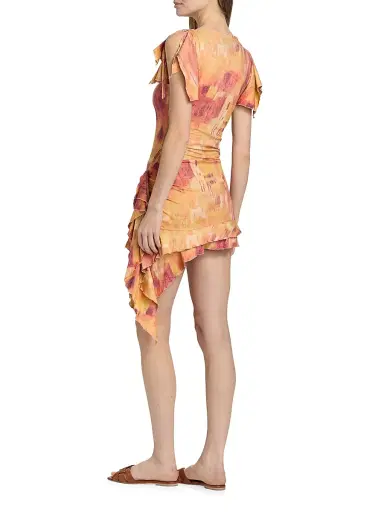 Isabel Marant Women's Janick Printed Asymmetric Minidress - Orange - Size 10 | Thumbnail 5 Isabel Marant Women's Janick Printed Asymmetric Minidress - Orange - Size 10 | Thumbnail 5