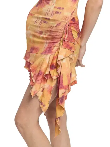 Isabel Marant Women's Janick Printed Asymmetric Minidress - Orange - Size 10 | Thumbnail 6 Isabel Marant Women's Janick Printed Asymmetric Minidress - Orange - Size 10 | Thumbnail 6