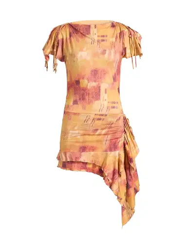 Isabel Marant Women's Janick Printed Asymmetric Minidress - Orange - Size 10 | Thumbnail 1 Isabel Marant Women's Janick Printed Asymmetric Minidress - Orange - Size 10 | Thumbnail 1