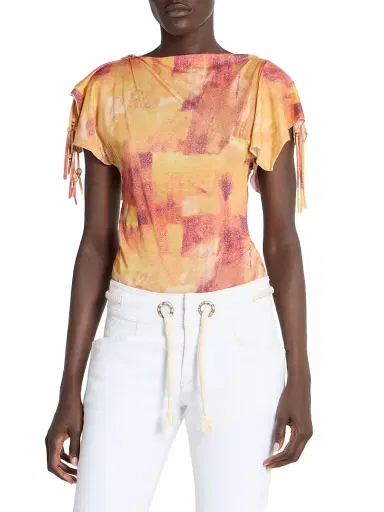 Isabel Marant Women's Jazia Dyed Print Tie-Sleeve Top - Orange - Size 6 | Thumbnail 3 Isabel Marant Women's Jazia Dyed Print Tie-Sleeve Top - Orange - Size 6 | Thumbnail 3