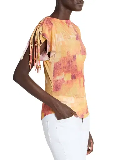 Isabel Marant Women's Jazia Dyed Print Tie-Sleeve Top - Orange - Size 6 | Thumbnail 4 Isabel Marant Women's Jazia Dyed Print Tie-Sleeve Top - Orange - Size 6 | Thumbnail 4