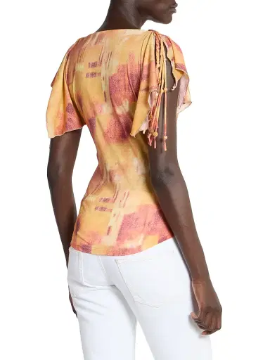 Isabel Marant Women's Jazia Dyed Print Tie-Sleeve Top - Orange - Size 6 | Thumbnail 5 Isabel Marant Women's Jazia Dyed Print Tie-Sleeve Top - Orange - Size 6 | Thumbnail 5