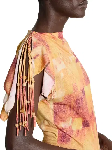Isabel Marant Women's Jazia Dyed Print Tie-Sleeve Top - Orange - Size 6 | Thumbnail 6 Isabel Marant Women's Jazia Dyed Print Tie-Sleeve Top - Orange - Size 6 | Thumbnail 6