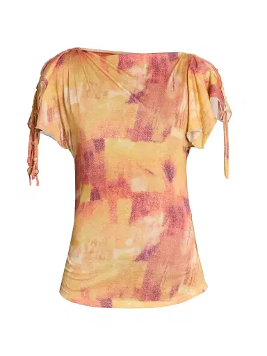 Isabel Marant Women's Jazia Dyed Print Tie-Sleeve Top - Orange - Size 6 | Thumbnail 1 Isabel Marant Women's Jazia Dyed Print Tie-Sleeve Top - Orange - Size 6 | Thumbnail 1