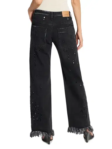 Isabel Marant Women's Amia Eyelet Fringe-Cuff Straight-Leg Jeans | Thumbnail 5 Isabel Marant Women's Amia Eyelet Fringe-Cuff Straight-Leg Jeans | Thumbnail 5
