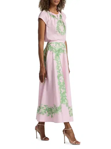 Giambattista Valli Women's Floral Cotton Poplin Maxi Skirt - Rose Green | Thumbnail 2 Giambattista Valli Women's Floral Cotton Poplin Maxi Skirt - Rose Green | Thumbnail 2