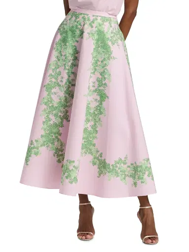 Giambattista Valli Women's Floral Cotton Poplin Maxi Skirt - Rose Green | Thumbnail 3 Giambattista Valli Women's Floral Cotton Poplin Maxi Skirt - Rose Green | Thumbnail 3