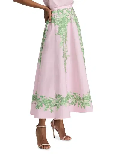 Giambattista Valli Women's Floral Cotton Poplin Maxi Skirt - Rose Green | Thumbnail 4 Giambattista Valli Women's Floral Cotton Poplin Maxi Skirt - Rose Green | Thumbnail 4