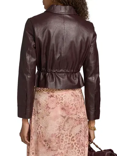 ba & sh Women's Manita Leather Crop Jacket - Prune | Thumbnail 5 ba & sh Women's Manita Leather Crop Jacket - Prune | Thumbnail 5