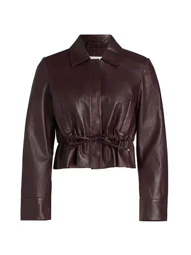 ba & sh Women's Manita Leather Crop Jacket - Prune | Thumbnail 1 ba & sh Women's Manita Leather Crop Jacket - Prune | Thumbnail 1