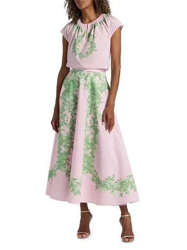 Giambattista Valli Women's Floral Cotton Poplin Blouse - Rose Green | Thumbnail 2 Giambattista Valli Women's Floral Cotton Poplin Blouse - Rose Green | Thumbnail 2
