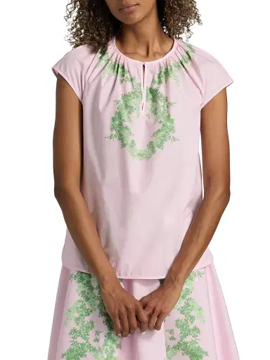 Giambattista Valli Women's Floral Cotton Poplin Blouse - Rose Green | Thumbnail 3 Giambattista Valli Women's Floral Cotton Poplin Blouse - Rose Green | Thumbnail 3
