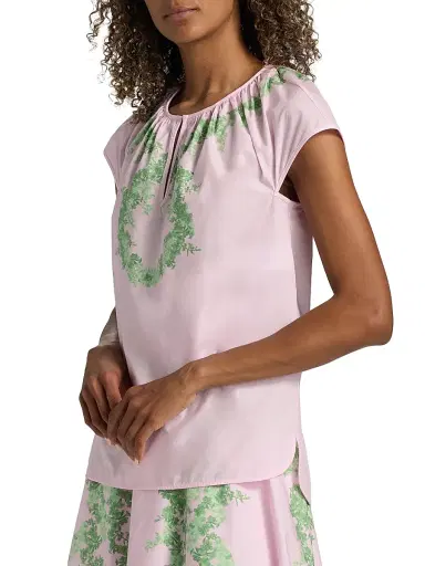 Giambattista Valli Women's Floral Cotton Poplin Blouse - Rose Green | Thumbnail 4 Giambattista Valli Women's Floral Cotton Poplin Blouse - Rose Green | Thumbnail 4