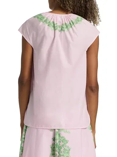 Giambattista Valli Women's Floral Cotton Poplin Blouse - Rose Green | Thumbnail 5 Giambattista Valli Women's Floral Cotton Poplin Blouse - Rose Green | Thumbnail 5