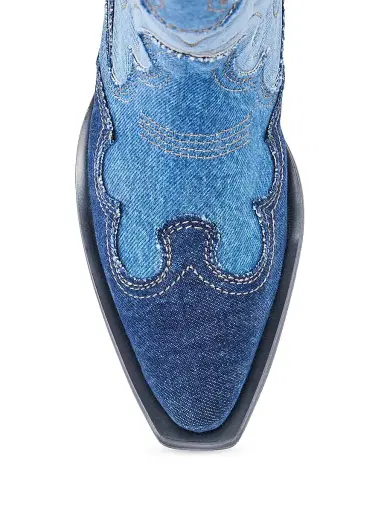 Ganni Women's Embroidered Mid-Shaft Denim Boots - Mid Blue Vintage | Thumbnail 3 Ganni Women's Embroidered Mid-Shaft Denim Boots - Mid Blue Vintage | Thumbnail 3
