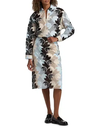 Marni Women's Wavy Floral Macramé Midi-Skirt - Lily White | Thumbnail 2 Marni Women's Wavy Floral Macramé Midi-Skirt - Lily White | Thumbnail 2