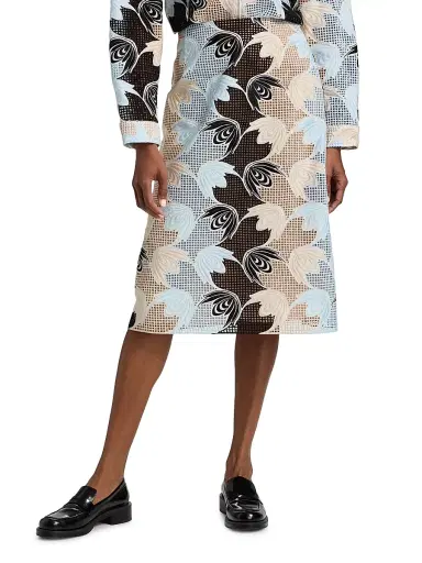 Marni Women's Wavy Floral Macramé Midi-Skirt - Lily White | Thumbnail 3 Marni Women's Wavy Floral Macramé Midi-Skirt - Lily White | Thumbnail 3