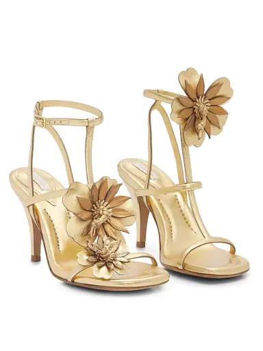 Zimmermann Women's Belara 85MM Floral-Appliqué Leather Sandals - Gold - Size 11 | Thumbnail 2 Zimmermann Women's Belara 85MM Floral-Appliqué Leather Sandals - Gold - Size 11 | Thumbnail 2