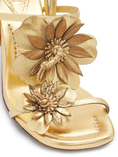 Zimmermann Women's Belara 85MM Floral-Appliqué Leather Sandals - Gold - Size 11 | Thumbnail 5 Zimmermann Women's Belara 85MM Floral-Appliqué Leather Sandals - Gold - Size 11 | Thumbnail 5