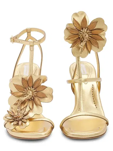 Zimmermann Women's Belara 85MM Floral-Appliqué Leather Sandals - Gold - Size 11 | Thumbnail 6 Zimmermann Women's Belara 85MM Floral-Appliqué Leather Sandals - Gold - Size 11 | Thumbnail 6