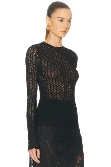 Saint Laurent Pointelle Long Sleeve Top | Thumbnail 2 Saint Laurent Pointelle Long Sleeve Top | Thumbnail 2