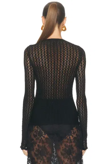 Saint Laurent Pointelle Long Sleeve Top | Thumbnail 3 Saint Laurent Pointelle Long Sleeve Top | Thumbnail 3