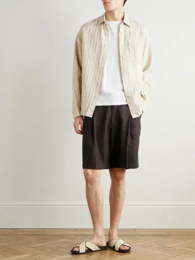 NN07 Kay 1808 Straight-Leg Pleated LENZING™ ECOVERO™, Cotton and Linen-Blend Shorts - Men | Thumbnail 2 NN07 Kay 1808 Straight-Leg Pleated LENZING™ ECOVERO™, Cotton and Linen-Blend Shorts - Men | Thumbnail 2