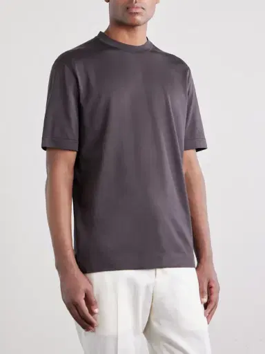 Zegna Cotton and Silk-Blend T-Shirt - Men | Thumbnail 3 Zegna Cotton and Silk-Blend T-Shirt - Men | Thumbnail 3