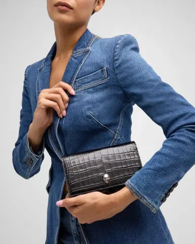 McQueen Mini Skull Croc-Embossed Crossbody Bag | Thumbnail 3 McQueen Mini Skull Croc-Embossed Crossbody Bag | Thumbnail 3