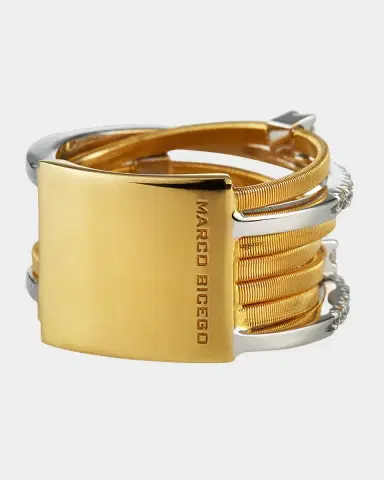 Marco Bicego Goa Seven-Row Mixed Gold Diamond Ring, Size 7 | Thumbnail 4 Marco Bicego Goa Seven-Row Mixed Gold Diamond Ring, Size 7 | Thumbnail 4