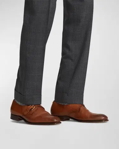 Ralph Lauren Purple Label Men's Denver Burnished Calfskin Cap-Toe Shoes | Thumbnail 4 Ralph Lauren Purple Label Men's Denver Burnished Calfskin Cap-Toe Shoes | Thumbnail 4