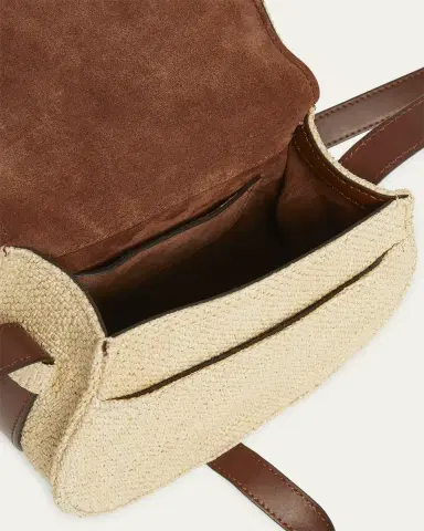 Chloé Marcie Flap Saddle Crossbody Bag in Raffia Fabric and Leather | Thumbnail 4 Chloé Marcie Flap Saddle Crossbody Bag in Raffia Fabric and Leather | Thumbnail 4