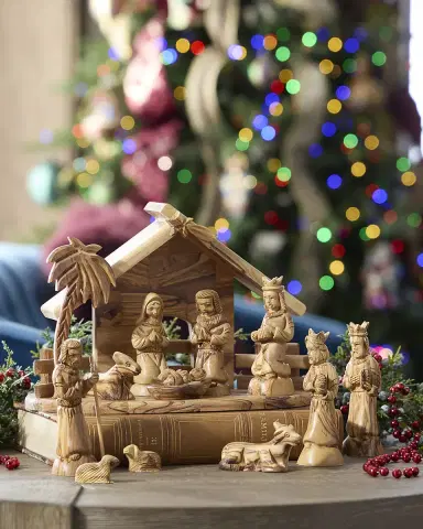 Bethlehem Star 12-Piece Wood Nativity Set | Thumbnail 1 Bethlehem Star 12-Piece Wood Nativity Set | Thumbnail 1