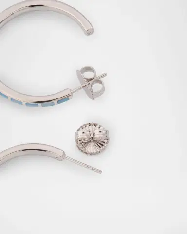 Jan Leslie Blue Mother-of-Pearl Dash Hoop Earrings in Sterling Silver | Thumbnail 4 Jan Leslie Blue Mother-of-Pearl Dash Hoop Earrings in Sterling Silver | Thumbnail 4