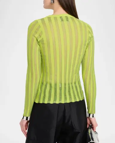 Christopher John Rogers Pleated Knit Crewneck Cardigan | Thumbnail 3 Christopher John Rogers Pleated Knit Crewneck Cardigan | Thumbnail 3