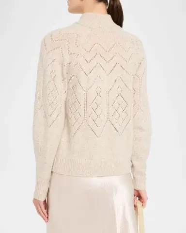 Autumn Cashmere Mock-Neck Pointelle Knit Cashmere Sweater | Thumbnail 3 Autumn Cashmere Mock-Neck Pointelle Knit Cashmere Sweater | Thumbnail 3