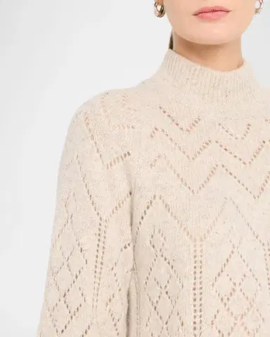 Autumn Cashmere Mock-Neck Pointelle Knit Cashmere Sweater | Thumbnail 5 Autumn Cashmere Mock-Neck Pointelle Knit Cashmere Sweater | Thumbnail 5