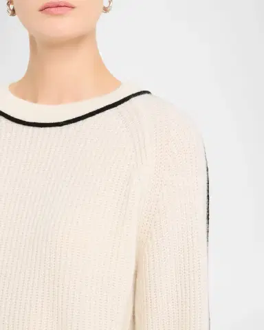 Autumn Cashmere Contrast-Trim Shaker Stitch Cashmere Sweater | Thumbnail 5 Autumn Cashmere Contrast-Trim Shaker Stitch Cashmere Sweater | Thumbnail 5