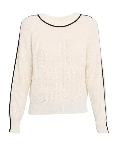 Autumn Cashmere Contrast-Trim Shaker Stitch Cashmere Sweater | Thumbnail 1 Autumn Cashmere Contrast-Trim Shaker Stitch Cashmere Sweater | Thumbnail 1