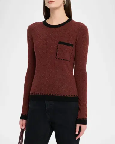 Autumn Cashmere Two-Tone Crewneck Cashmere Sweater | Thumbnail 4 Autumn Cashmere Two-Tone Crewneck Cashmere Sweater | Thumbnail 4
