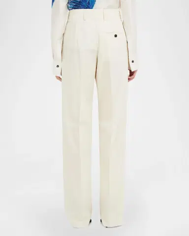 Ferragamo Cotton-Silk Canvas Turn Lock Straight-Leg Pants | Thumbnail 2 Ferragamo Cotton-Silk Canvas Turn Lock Straight-Leg Pants | Thumbnail 2