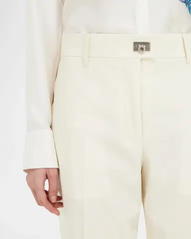 Ferragamo Cotton-Silk Canvas Turn Lock Straight-Leg Pants | Thumbnail 4 Ferragamo Cotton-Silk Canvas Turn Lock Straight-Leg Pants | Thumbnail 4