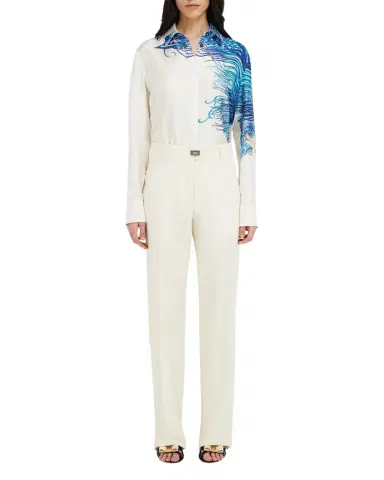 Ferragamo Cotton-Silk Canvas Turn Lock Straight-Leg Pants | Thumbnail 1 Ferragamo Cotton-Silk Canvas Turn Lock Straight-Leg Pants | Thumbnail 1