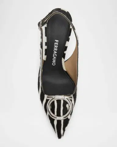 Ferragamo 95mm Sarah Zebra Calf Hair Slingback Pumps | Thumbnail 4 Ferragamo 95mm Sarah Zebra Calf Hair Slingback Pumps | Thumbnail 4