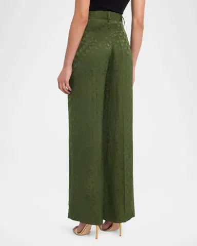 Silvia Tcherassi Emine Satin Jacquard Wide-Leg Pants | Thumbnail 2 Silvia Tcherassi Emine Satin Jacquard Wide-Leg Pants | Thumbnail 2