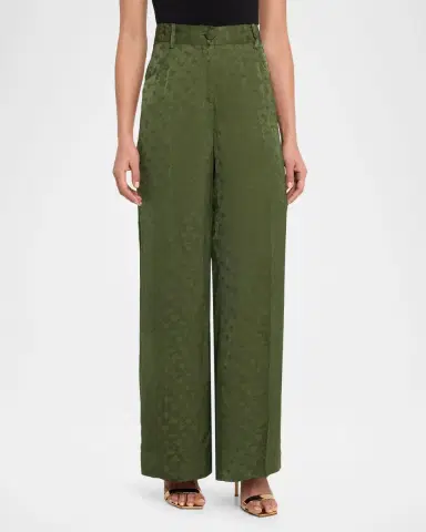 Silvia Tcherassi Emine Satin Jacquard Wide-Leg Pants | Thumbnail 3 Silvia Tcherassi Emine Satin Jacquard Wide-Leg Pants | Thumbnail 3