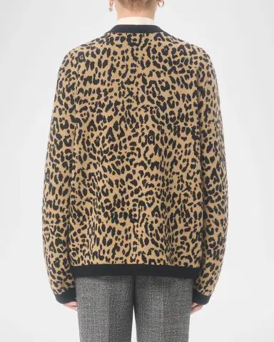Valentino Garavani Men's Wool Cheetah Jacquard Knit Cardigan | Thumbnail 3 Valentino Garavani Men's Wool Cheetah Jacquard Knit Cardigan | Thumbnail 3