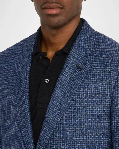 Giorgio Armani Men's Wool Linen Silk Micro-Houndstooth Sport Coat | Thumbnail 5 Giorgio Armani Men's Wool Linen Silk Micro-Houndstooth Sport Coat | Thumbnail 5
