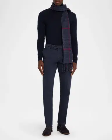 PIACENZA 1733 Men's Silk-Cashmere Check Scarf | Thumbnail 2 PIACENZA 1733 Men's Silk-Cashmere Check Scarf | Thumbnail 2